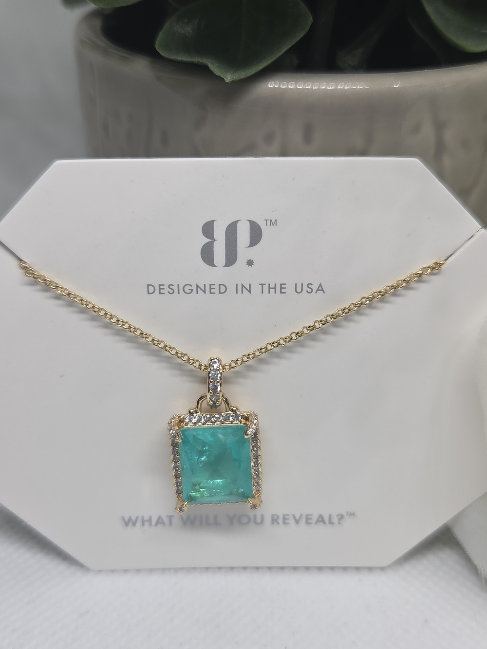BP Gold-Plated Amazonite Pendant Necklace